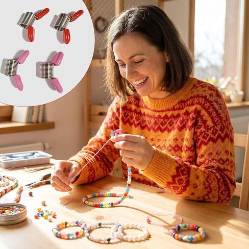 20 PCS Bead Stoppers for Jewelry Making, Bead Clamps with Soft Handles, Bead Stop Clips to Prevent Beads from Falling, Beading Supplies for DIY Bracelets Necklaces (Big 10 Red & 10 Pink) in Saudi Arabia