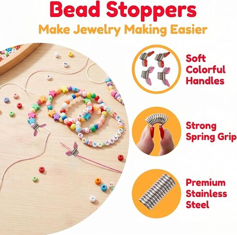 20 PCS Bead Stoppers for Jewelry Making, Bead Clamps with Soft Handles, Bead Stop Clips to Prevent Beads from Falling, Beading Supplies for DIY Bracelets Necklaces (Big 10 Red & 10 Pink) in Saudi Arabia