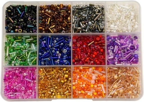 Jabrand 12 Colors Seed Beads and Bugle Beads Kit, 120g/6000pcs Mixed Craft Glass Beads for Bracelets Jewelry Making Clothing DIY in Saudi Arabia
