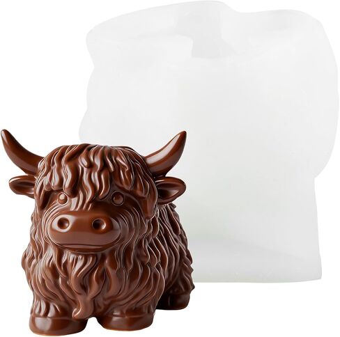 Highland Cow Silicone Molds, 3D Cow Resin Candle Soaps Molds, Unique Animal Mold for Candle Making Chocolate Fondant Cake Decorating, Epoxy Casting Clay Mold DIY Craft Decor(Color:White) in Saudi Arabia