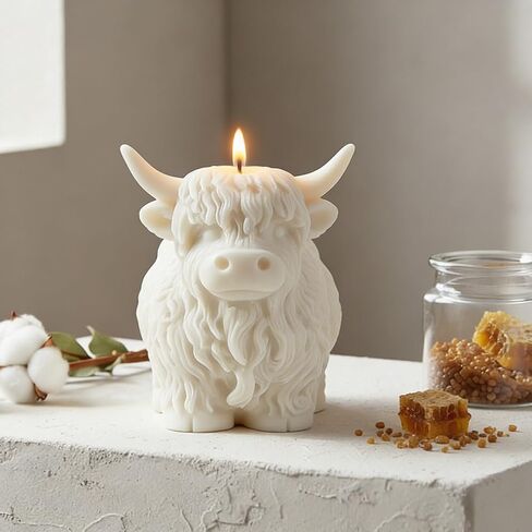 Highland Cow Silicone Molds, 3D Cow Resin Candle Soaps Molds, Unique Animal Mold for Candle Making Chocolate Fondant Cake Decorating, Epoxy Casting Clay Mold DIY Craft Decor(Color:White) in Saudi Arabia