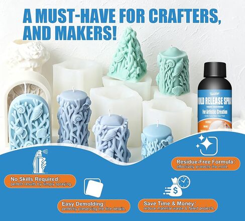 Professional Mold Release Spray - 7oz Water Based Mold Release Agent for Silicone, Epoxy Resin, Candle Making, Soap, Plaster & Concrete, Non-Stick, Easy to Demold, Extend Mold Life in Kuwait