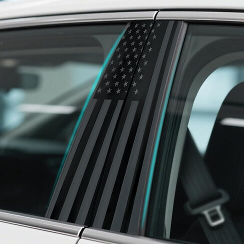 2PCS B Pillar Sticker Decal, Gloss Vinyl Decal Set, Waterproof USA Flag Personalized Vehicle Door Window Pillar Decals, Car American Flag Vinyl Wrap for Side Door Trim Decoration (Style B) in Kuwait