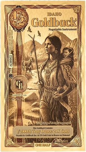 Idaho 1/2 Goldback (1/2GB) Collectible 1/2000th of a Troy Oz 24K Gold Note | Devotion Series (1 Pack) in Saudi Arabia