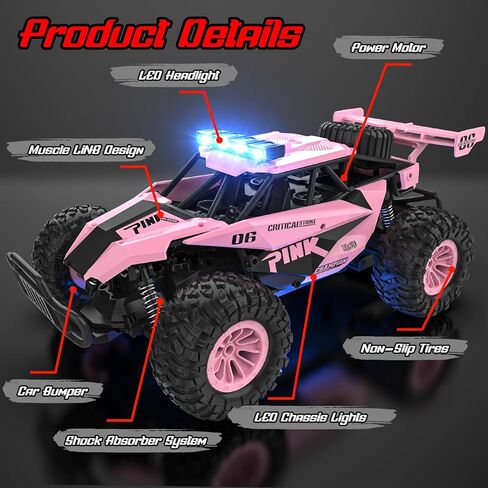 BLUEJAY Remote Control Car, 2.4GHz High Speed 33KM/H RC Cars Toys, 1:12 Monster RC Truck Off Road with LED Headlight and Rechargeable Battery Gifts for Adults Boys 8-12 in Saudi Arabia