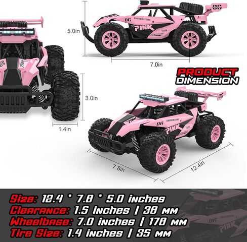 BLUEJAY Remote Control Car, 2.4GHz High Speed 33KM/H RC Cars Toys, 1:12 Monster RC Truck Off Road with LED Headlight and Rechargeable Battery Gifts for Adults Boys 8-12 in Saudi Arabia