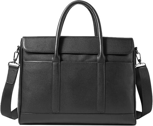 work bag Mens New Leather Attache Briefcase Traditional Messenger Lawyer Bag 15-inch Laptop Large Capacity Black in Saudi Arabia