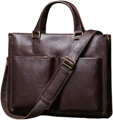 work bag Leather Messenger Bag For Men Vintage Laptop Bag Briefcase Satchel For Office Commute 38 * 30 * 9cm in Kuwait