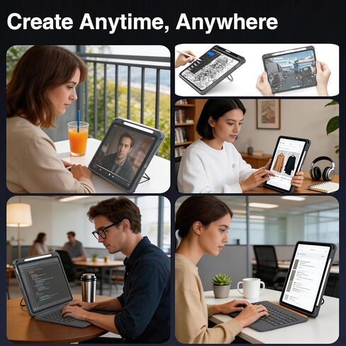 for iPad A16 11th/10th Gen & Air 11" M3/M2 & 5th/4th Gen & Pro 11" 4/3/2/1 Gen Keyboard Case, 360° Rotatable Detachable, Full Edge Protection, Large Touchpad, Pen & Tips Holder, 7-Color Backlight in Saudi Arabia