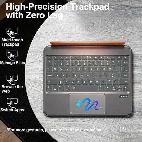 for iPad A16 11th/10th Gen & Air 11" M3/M2 & 5th/4th Gen & Pro 11" 4/3/2/1 Gen Keyboard Case, 360° Rotatable Detachable, Full Edge Protection, Large Touchpad, Pen & Tips Holder, 7-Color Backlight in Saudi Arabia