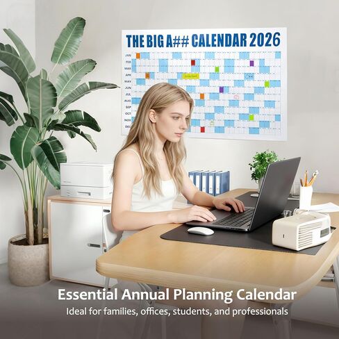 2026 The Big A## Calendar – 4 x 3ft Full Year Wall Calendar, Giant Dry Erase Yearly Planner – Includes 5 Markers, 100 Labels & Mounting Kit – Large Year Wall Calendar for Home Office School – Extra Large Calendar 2026 in Saudi Arabia