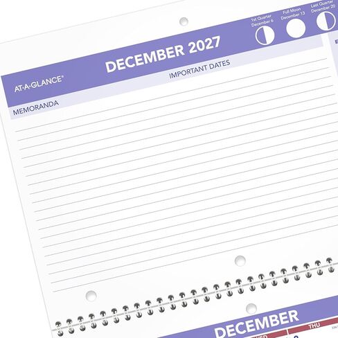 تقويم حائط AT-A-GLANCE 2026-2027 وسادة التخطيط، أكاديمي 16 شهرًا من سبتمبر إلى ديسمبر، شهريًا، 11 بوصة × 8 بوصة، مكعبات يومية مسطرة (SK1616) in Kuwait