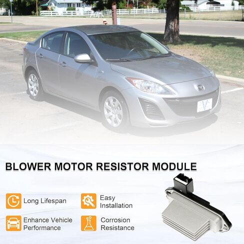 مقاوم محرك منفاخ HVAC متوافق مع Mazda 3,3 Sport 2010,2011,2012,2013 وحدة التحكم في مروحة OEM تحل محل # BBM561B15، RU822،984-588،4P1712، HB180BP4M in Kuwait