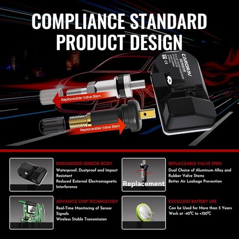 Pre-Programmed TPMS Sensor Tire Pressure Monitoring Sensor Compatible with Toyota Lexus, Camry, Corolla, Avalon, RAV4, Highlander, Prius, Yaris, CT, ES, LS, LX, Set of 4, 315Mhz in Kuwait