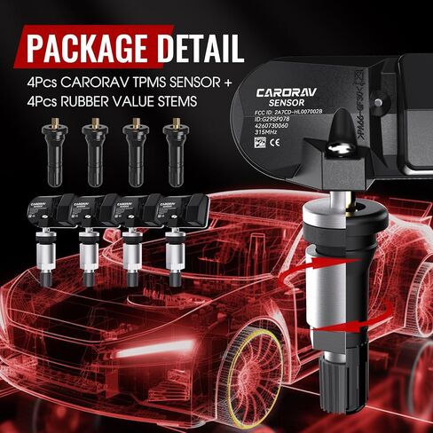 Pre-Programmed TPMS Sensor Tire Pressure Monitoring Sensor Compatible with Toyota Lexus, Camry, Corolla, Avalon, RAV4, Highlander, Prius, Yaris, CT, ES, LS, LX, Set of 4, 315Mhz in Kuwait