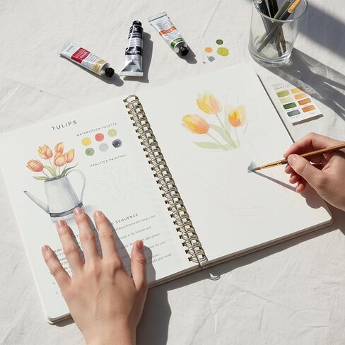 Beautiful Watercolor Workbook for Beginners - Relaxing & Easy to Paint Water Coloring Book with Floral Designs on Premium Paper - Perfect for Gifting to Spark Creativity & Joy for Adults (Flower Bed) in Kuwait