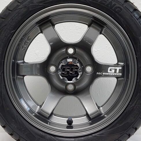 عجلات عربة جولف من الألومنيوم GT مقاس 12 بوصة وإطارات DOT منخفضة المستوى مقاس 215/35-12 بوصة - مجموعة من 4 قطع in Kuwait