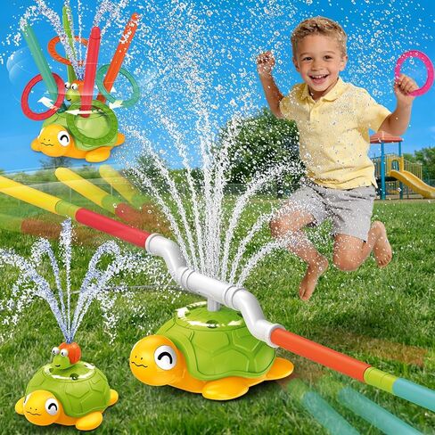 Sprinkler for Kids Water Toys: Airyard 3-in-1 Turtle Sprinkler Toys 360° Rotating Spray with Snail Plash Ring Toss Game for Backyard Outdoor Summer Toys Water Game Toys for Boys Girls Kids Ages 3-8 in Saudi Arabia