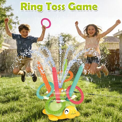Sprinkler for Kids Water Toys: Airyard 3-in-1 Turtle Sprinkler Toys 360° Rotating Spray with Snail Plash Ring Toss Game for Backyard Outdoor Summer Toys Water Game Toys for Boys Girls Kids Ages 3-8 in Saudi Arabia