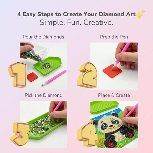 WORLDLYFY 6 Pack Diamond Painting Kit for Kids, Cute Animal Diamond Art & Crafts for Beginners Ages 8-12, DIY Gem Art Activity, Screen-Free, Wall Decoration, 6x6 Inch in Kuwait