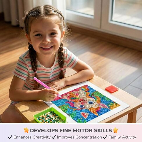 WORLDLYFY 6 Pack Diamond Painting Kit for Kids, Cute Animal Diamond Art & Crafts for Beginners Ages 8-12, DIY Gem Art Activity, Screen-Free, Wall Decoration, 6x6 Inch in Kuwait