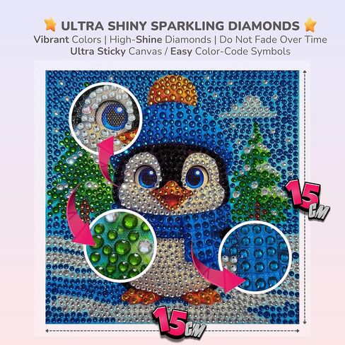 WORLDLYFY 6 Pack Diamond Painting Kit for Kids, Cute Animal Diamond Art & Crafts for Beginners Ages 8-12, DIY Gem Art Activity, Screen-Free, Wall Decoration, 6x6 Inch in Kuwait