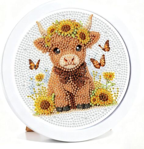 cviokrdu Cow Diamond Art Kits for Kids with Frame - Animals Diamond Art for Kids Ages 4 8 12, Highland Cows Gem Painting Kit for Gift Home Wall Decoration(7x7inch) in Saudi Arabia
