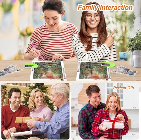مجموعات الفن الماسي من Anuver للموظ البالغ، مجموعات الطلاء الماسي للبالغين المبتدئين، 5D DIY حفر كامل دائري الماس جوهرة الفن الحرفي ديكور جدار المنزل، 12 × 12 بوصة in Kuwait