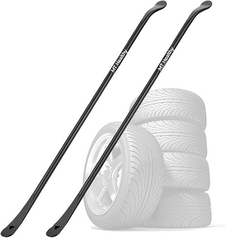 2 Pcs 38" Heavy Duty Tire Bar Forged 40Cr Steel, Semi Truck Tire Changing Tool, Extra Long Tire Iron Spoon for RV Bus Tractor SUV, Black Powder Coated in Saudi Arabia