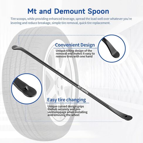 2 Pcs 38" Heavy Duty Tire Bar Forged 40Cr Steel, Semi Truck Tire Changing Tool, Extra Long Tire Iron Spoon for RV Bus Tractor SUV, Black Powder Coated in Saudi Arabia
