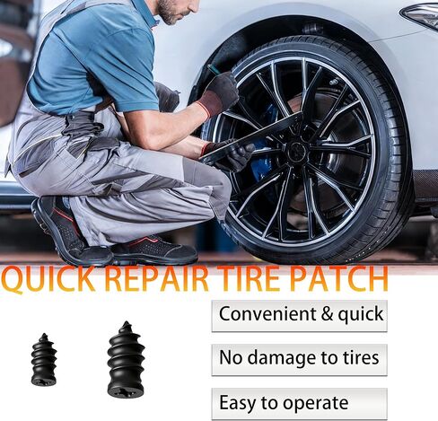 40 Pcs Vacuum Tire Repair Rubber Nail Plug Kit with 2 Sizes, Tire Patch Kit and Screwdriver, Fast Self-Service Tool for Car, Truck, Motorcycle in Saudi Arabia