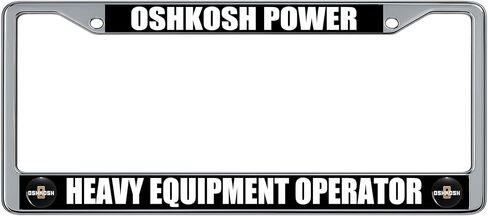 إطار لوحة ترخيص للآلات الثقيلة يحمل شعار OshKosh لمعدات البناء (عبوة من قطعتين)، حامل بطاقات سيارة من الكروم in Kuwait