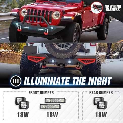 YZONA لمصدات Wrangler JK الأمامية والخلفية متوافقة مع 2007-2018 Jeep Wrangler JK JKU مع لوحة ونش، وقضيب الثور، ومصابيح LED، ومستقبل ربط 2 بوصة، وإطار لوحة الترخيص، ودرع قابل للطلاء وحلقات على شكل حرف D in Kuwait