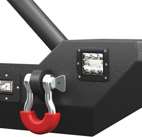 YZONA لمصدات Wrangler JK الأمامية والخلفية متوافقة مع 2007-2018 Jeep Wrangler JK JKU مع لوحة ونش، وقضيب الثور، ومصابيح LED، ومستقبل ربط 2 بوصة، وإطار لوحة الترخيص، ودرع قابل للطلاء وحلقات على شكل حرف D in Kuwait