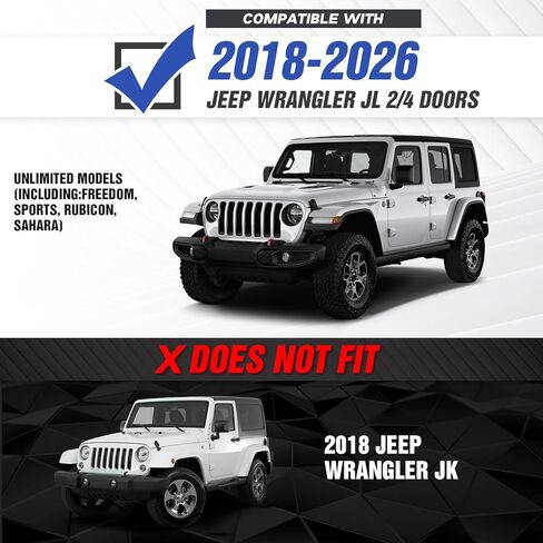 YZONA لمصدات Wrangler JL JLU الأمامية والخلفية متوافقة مع 2018-2026 Jeep Wrangler JL JLU مع لوحة ونش، وقضيب الثور، ومصابيح LED، وإطار لوحة الترخيص، وديكور قابل للطلاء، ومستقبل وصلة 2 بوصة وحلقات على شكل حرف D in Kuwait