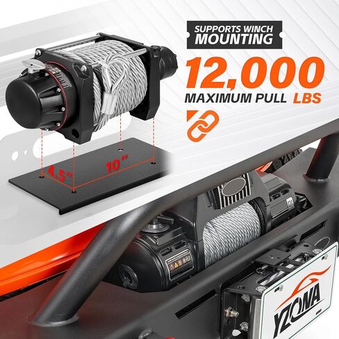YZONA لمصدات Wrangler JL JLU الأمامية والخلفية متوافقة مع 2018-2026 Jeep Wrangler JL JLU مع لوحة ونش، وقضيب الثور، ومصابيح LED، وإطار لوحة الترخيص، وديكور قابل للطلاء، ومستقبل وصلة 2 بوصة وحلقات على شكل حرف D in Kuwait