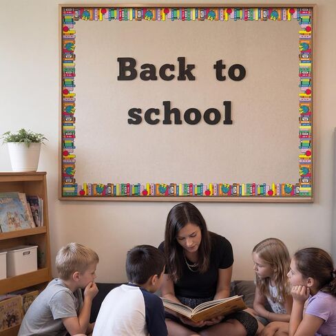 Sabary 65 Feet Colorful Bookshelf Bulletin Board Borders, Back to School Rolled Book Classroom Border Trim Set, Library Bulletin Board Borders for Teach Classroom, Office, Home Wall Decor in Kuwait