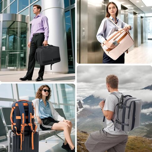 Fanwoli Vacuum Travel Backpack, Carry On Luggage with TSA Lock & Anti Theft Zipper, 60L Expandable Airbag Backpack with Compression Pump, Waterproof Laptop Bag Ideal for Flight & Business,Grey in Saudi Arabia