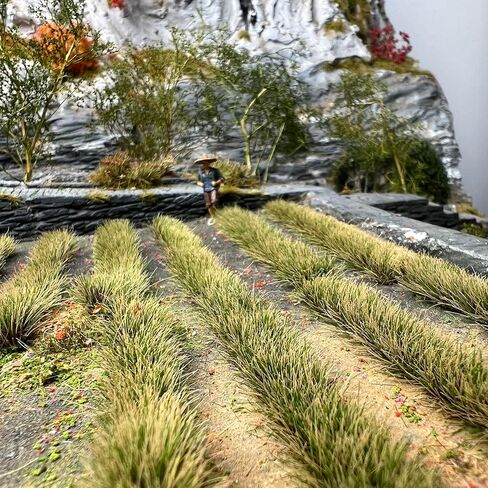Long Grass Tufts, 4pcs per Box 4.33x2.36 Inch Model Grass Clusters for Dioramas, Railway Scenery, Miniature Landscape, Train & Car Scene Models (Autumn Green) in Saudi Arabia