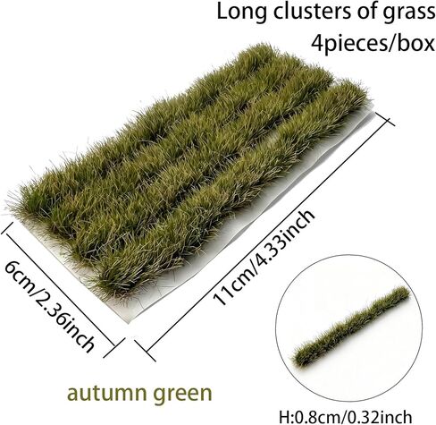Long Grass Tufts, 4pcs per Box 4.33x2.36 Inch Model Grass Clusters for Dioramas, Railway Scenery, Miniature Landscape, Train & Car Scene Models (Autumn Green) in Saudi Arabia