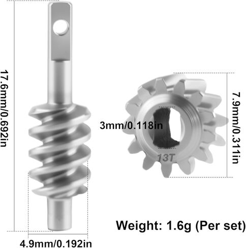 2/13T & 2/16T Stainless Steel Overdrive Worm Gear Set for Axial 1/30 SCX30 RC Crawler Axle Upgrades in Saudi Arabia