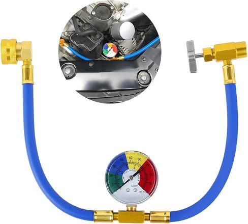 Sun Walker R134A AC Refrigerant Charge Hose Kit, Car Air Conditioning Recharge Kit with Pressure Gauge & 1/2" Self-Sealing Valve, U Charge Hose for Car Home AC Refrigerant System in Kuwait