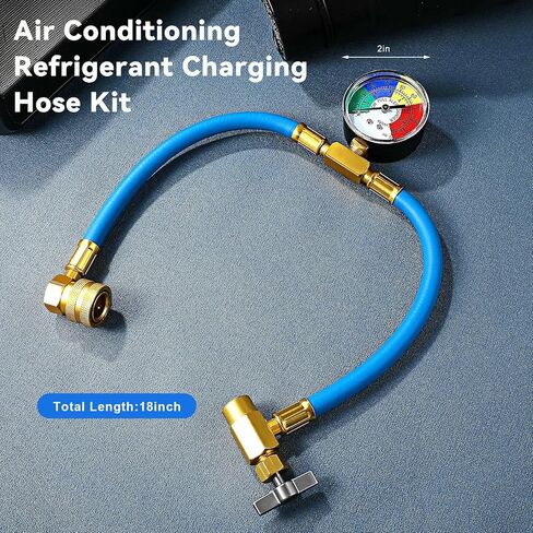 Sun Walker R134A AC Refrigerant Charge Hose Kit, Car Air Conditioning Recharge Kit with Pressure Gauge & 1/2" Self-Sealing Valve, U Charge Hose for Car Home AC Refrigerant System in Kuwait
