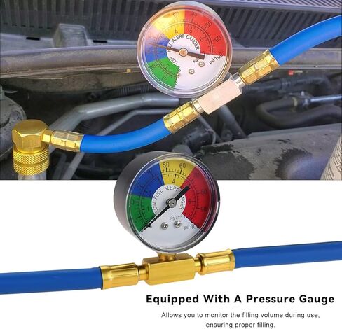 Sun Walker R134A AC Refrigerant Charge Hose Kit, Car Air Conditioning Recharge Kit with Pressure Gauge & 1/2" Self-Sealing Valve, U Charge Hose for Car Home AC Refrigerant System in Kuwait