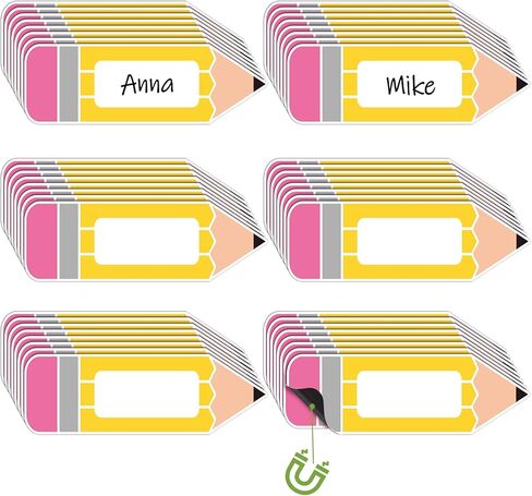 Geyoga 48 Pcs Magnetic Name Tags for Classroom Reusable Dry Erase Labels with 6 Colors School Bus Shaped Thickened Magnetic Back Name Plates for Locker Classroom Desks Whiteboard Fridge Supplies in Kuwait