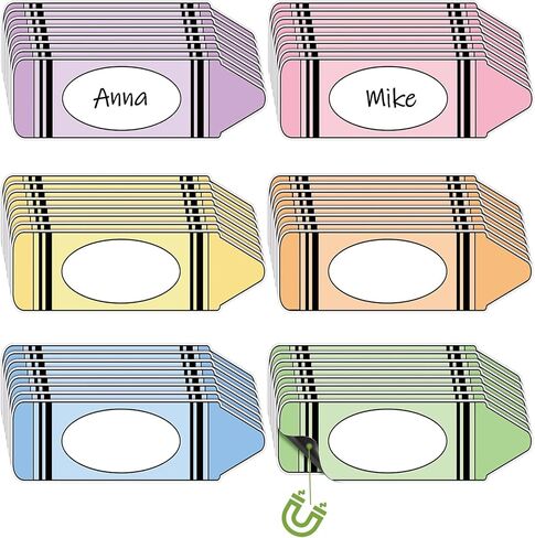 Geyoga 48 Pcs Magnetic Name Tags for Classroom Reusable Dry Erase Labels with 6 Colors School Bus Shaped Thickened Magnetic Back Name Plates for Locker Classroom Desks Whiteboard Fridge Supplies in Kuwait
