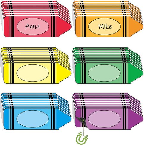 Geyoga 48 Pcs Magnetic Name Tags for Classroom Reusable Dry Erase Labels with 6 Colors School Bus Shaped Thickened Magnetic Back Name Plates for Locker Classroom Desks Whiteboard Fridge Supplies in Kuwait