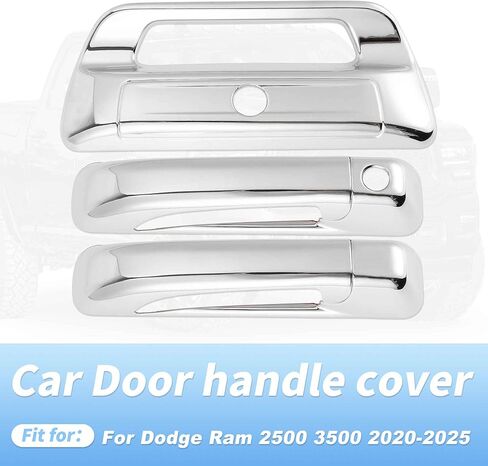 مقبض الباب الخلفي غطاء حامي مجموعة ل دودج ل Ram 2500 3500 2020-2025 الجبهة الخلفية الخارجي مقبض الباب غطاء الباب الخلفي الكروم الفضة لهجة in Kuwait