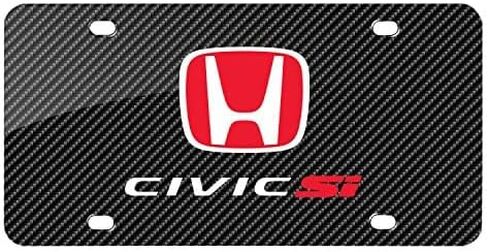 صورة iPick لسيارة Honda Civic Si ذات مظهر من ألياف الكربون باللون الأسود ولوحة ترخيص معدنية من الألومنيوم خاصة in Kuwait