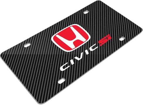 صورة iPick لسيارة Honda Civic Si ذات مظهر من ألياف الكربون باللون الأسود ولوحة ترخيص معدنية من الألومنيوم خاصة in Kuwait